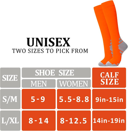 fenglaoda 8 Pairs Compression Socks for Men & Women 20-30 mmHg Knee High Nurse Pregnant Running Medical and Travel Athletic