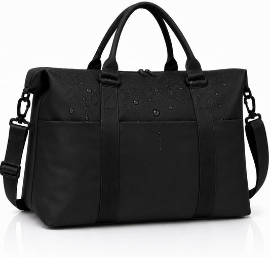 Travel Duffle Bag, Weekender Travel Bag Men Small Gym Bag for Women, Hospital Bag for Labor and Delivery, Overnight Bag Luggage Bag with Trolley Sleeve, Airplane Travel Essentials for Flying(Black)