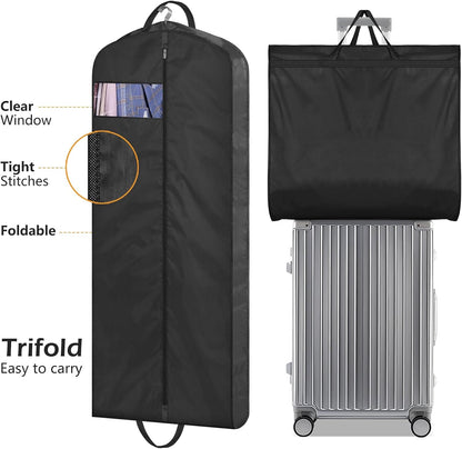 MISSLO 65" Long Garment Bags for Travel Dress Bags for Hanging Clothes 2 Packs Wedding Dress Cover Waterproof Clothes Protector for Closet Storage for Gowns, Tuxedos, Coats, Black
