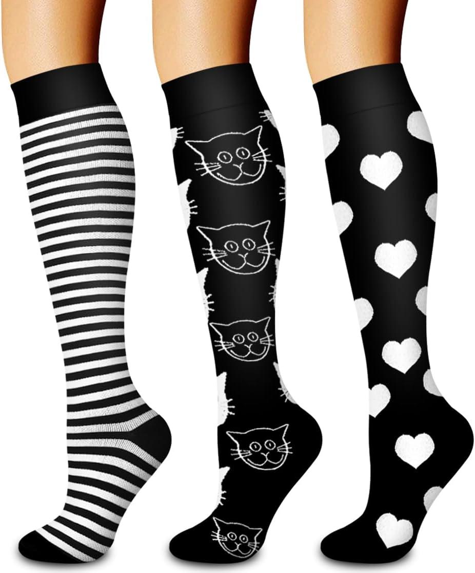 Laite Hebe 3 Pack Medical Compression Sock-Compression Sock For Women and Men Circulation -Best for Running,Nursing,Athletic Sports