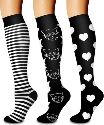 Laite Hebe 3 Pack Medical Compression Sock-Compression Sock For Women and Men Circulation -Best for Running,Nursing,Athletic Sports