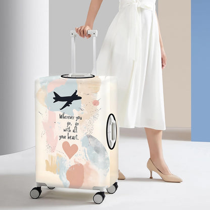 All Over Daisy Print Luggage Cover – Blue Suitcase Protector with White Floral Pattern, Washable Stretch Travel Case for 32-34 Inch Luggage,XL