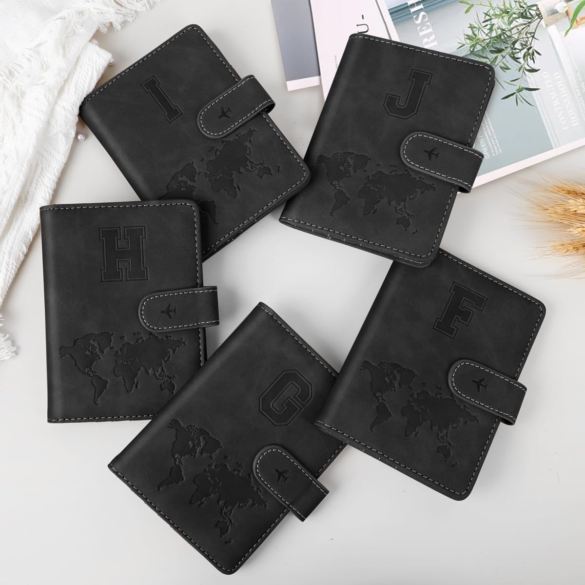 Passport Holder Cover Initail Letter A-Z Travel Wallet 3D Embossed Design RFID Blocking Card Holder Personalized Gift Passport Cover Wallet, Passport Book Holders for Women and Girls, Pink-A