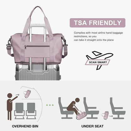 Travel Duffel Bag, Sports Tote Gym Bag, Shoulder Weekender Overnight Bag for Women - Colors A