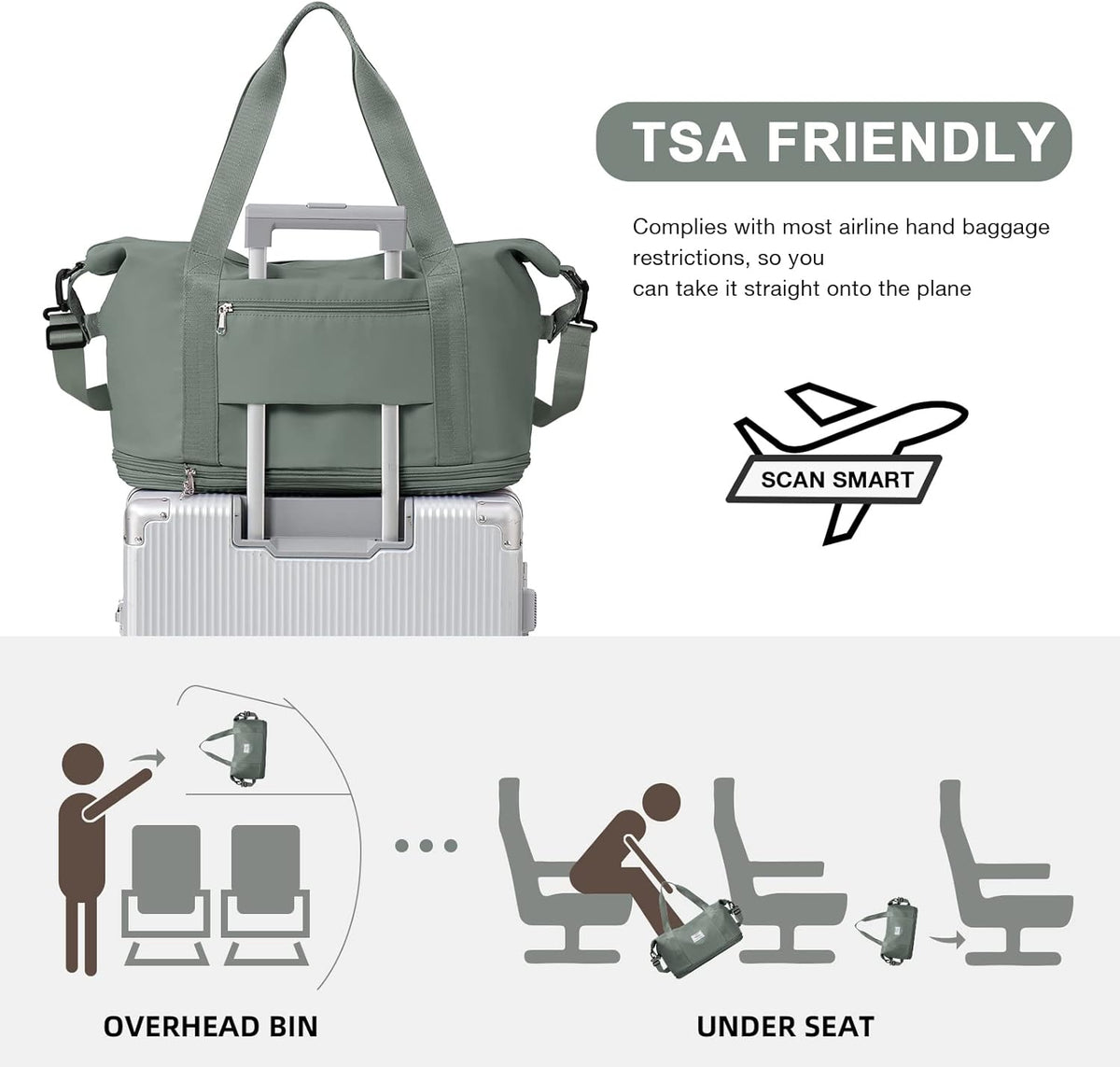 Travel Duffel Bag, Sports Tote Gym Bag, Shoulder Weekender Overnight Bag for Women - Colors A
