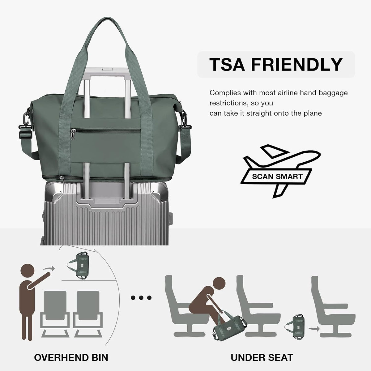 Travel Duffel Bag, Sports Tote Gym Bag, Shoulder Weekender Overnight Bag for Women - Colors A