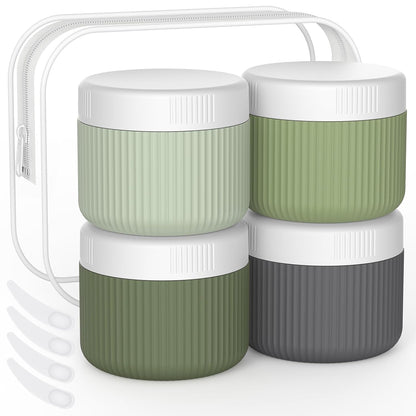 ME.FAN Travel Containers for Toiletries, TSA Approved 1.5 oz Silicone Cream Jars, Leak-proof Journey Containers, Trip Accessories with Lid for Cosmetic Face Hand 4 Pack White Lid - Morandi