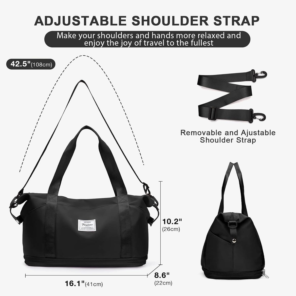Travel Duffel Bag, Sports Tote Gym Bag, Shoulder Weekender Overnight Bag for Women - Colors B
