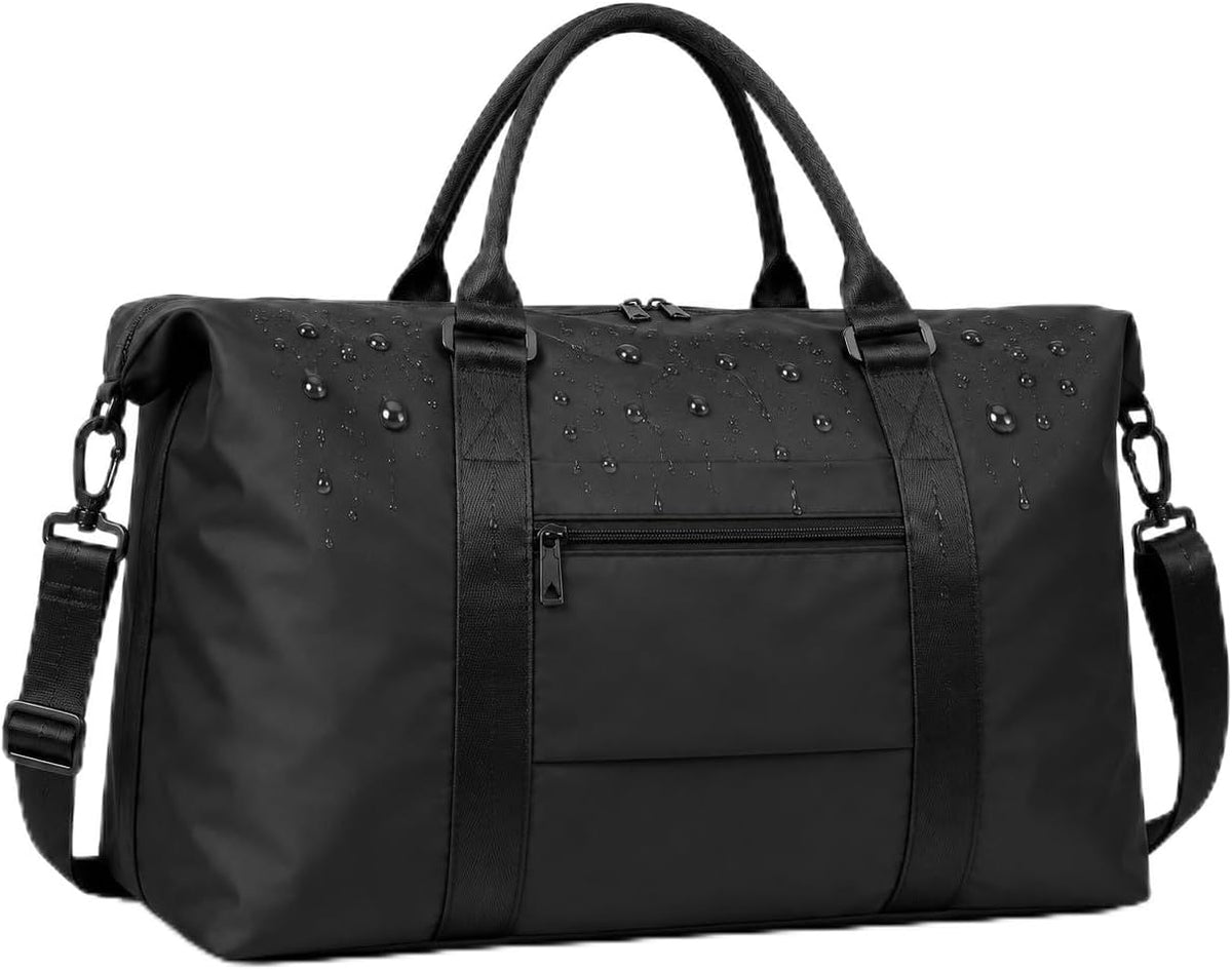 Travel Duffle Bag, Weekender Travel Bag Men Small Gym Bag for Women, Hospital Bag for Labor and Delivery, Overnight Bag Luggage Bag with Trolley Sleeve, Airplane Travel Essentials for Flying(Black)