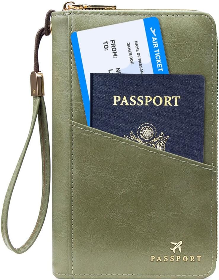 Family Passport Holder for Travel Women and Men RFID Passport Holder with Zipper Passport Case Passport cover Passport Wallet Travel Essentials and Accessories(Family,Pink)