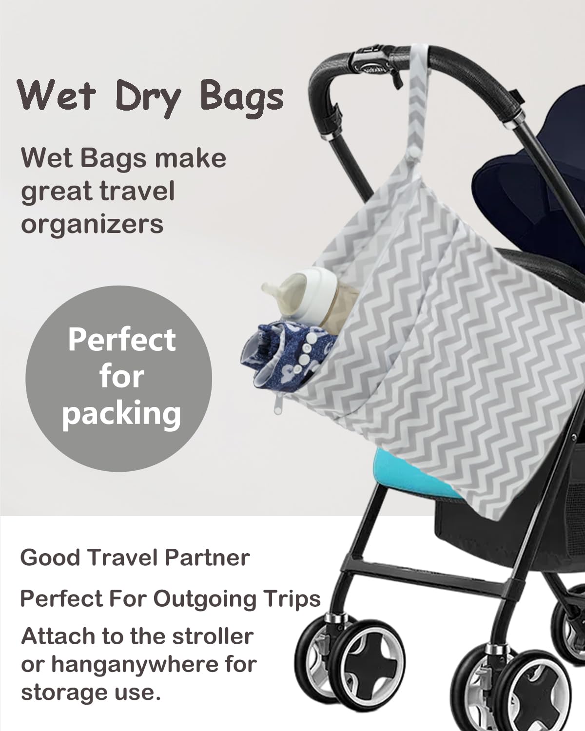 ALVA ALVABABY 3pcs Baby Cloth Diaper Wet/Dry Bags|Waterproof Reusable with Two Pockets|Travel, Beach, Pool, Daycare, Soiled Baby Items,Yoga,Gym Bag for Swimsuits or Wet Clothes 3L-ZM09 - Colors A