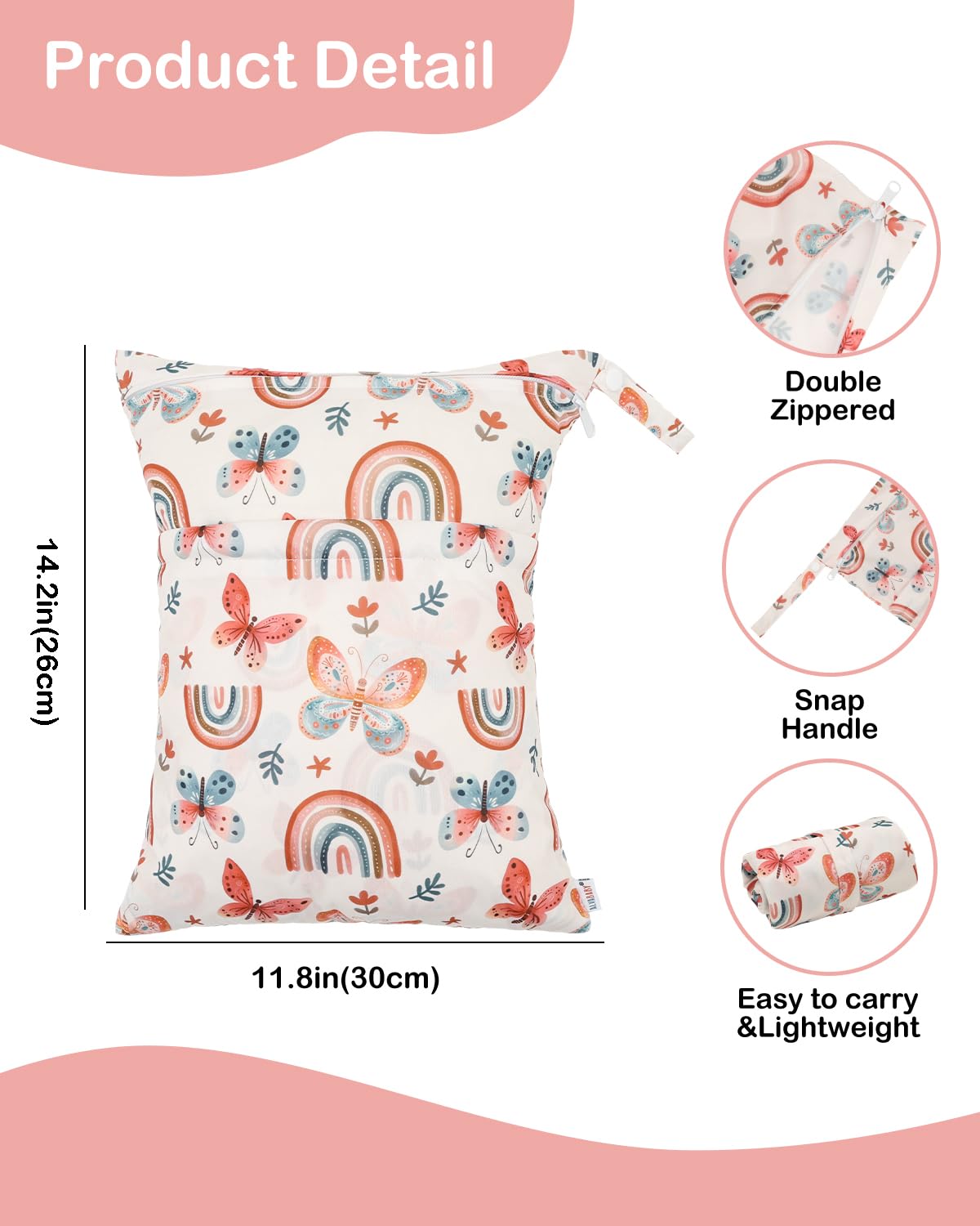 ALVA ALVABABY 3pcs Baby Cloth Diaper Wet/Dry Bags|Waterproof Reusable with Two Pockets|Travel, Beach, Pool, Daycare, Soiled Baby Items,Yoga,Gym Bag for Swimsuits or Wet Clothes 3L-ZM09 - Colors A
