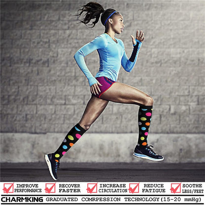CHARMKING Compression Socks for Women & Men Circulation (8 Pairs) 15-20 mmHg Best Calf Socks Support for Athletic Cycling - Colors A