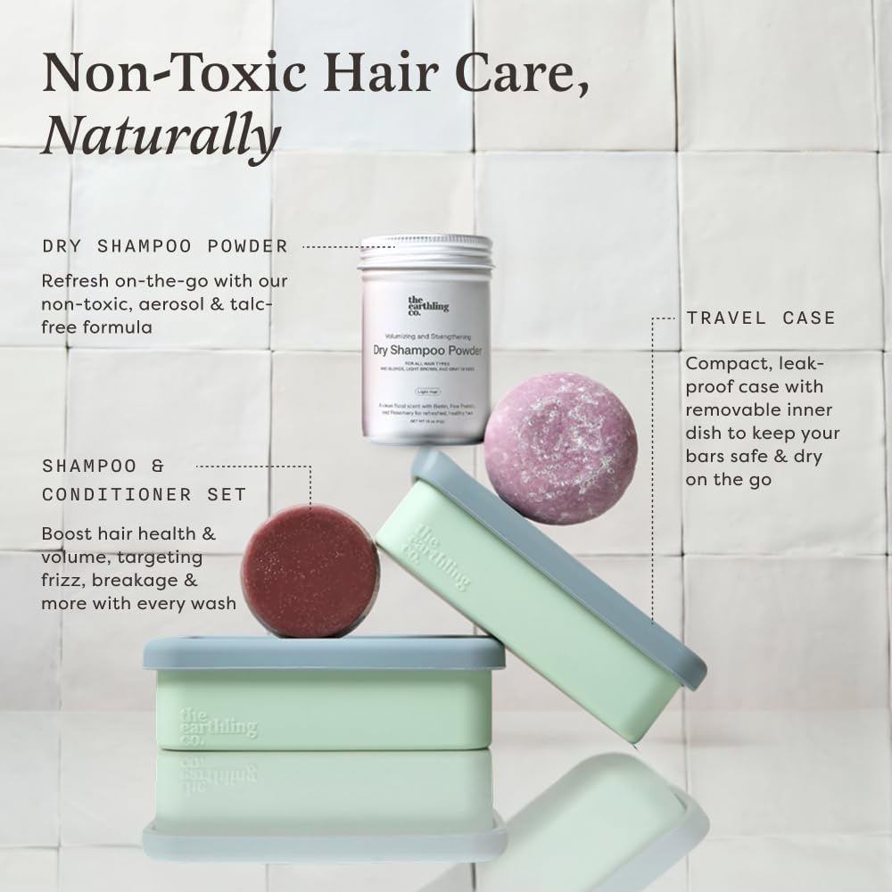 The Earthling Co. Leakproof Soap Case for Travel - Compact Portable Silicone Container with Removable Soap Dish for Drainage, Lightweight Shampoo and Conditioner Bar Holder for Shower Toiletries
