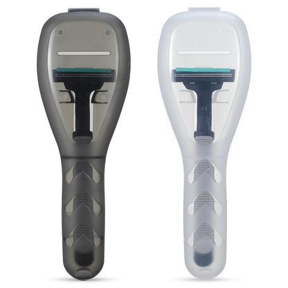 2PCS Razor Case Travel, Portable Travel Razor Case, Plastic Razors Cover Travels, Suitable for Men's Manual Razors and Electric Accessories, Transparent