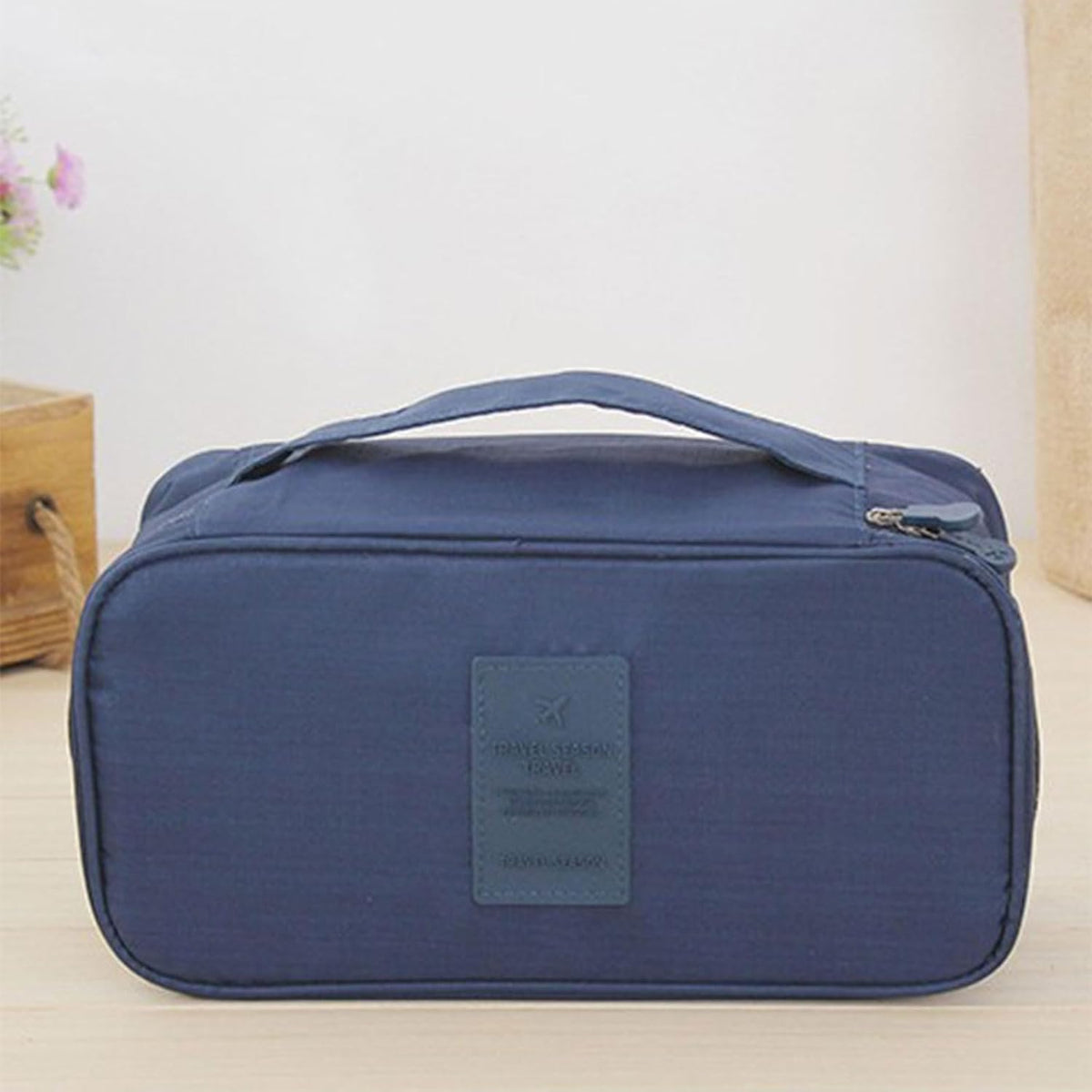 Travel Storage Bag for Bra Underwear Cosmetics Makeup Travel Organizer Wardrobe Closet Clothes Pouch Socks Panties Bags Travel Bags Organizer for Luggage, Blue Flowers
