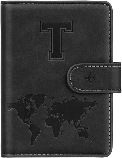 Passport Holder Cover Initail Letter A-Z Travel Wallet 3D Embossed Design RFID Blocking Card Holder Personalized Gift Passport Cover Wallet, Passport Book Holders for Women and Girls, Pink-A