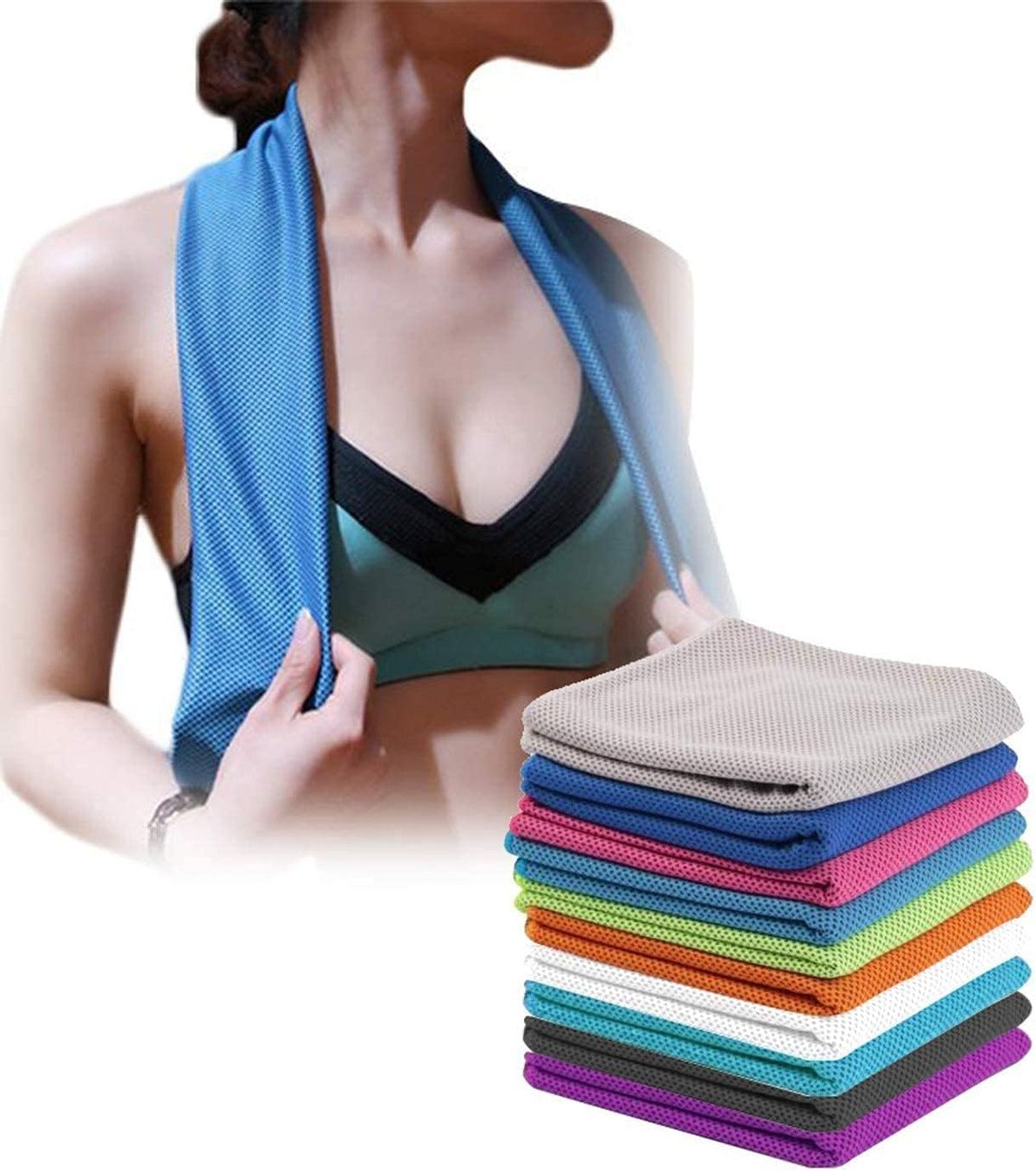 Cooling Towels (4 Pack) 40"x12" - Ice Towel for Neck & Face, Soft Microfiber Chilly Towel, Instant Cooling Relief for Sports, Gym, Yoga, Running, Golf, Camping & Outdoor Activities