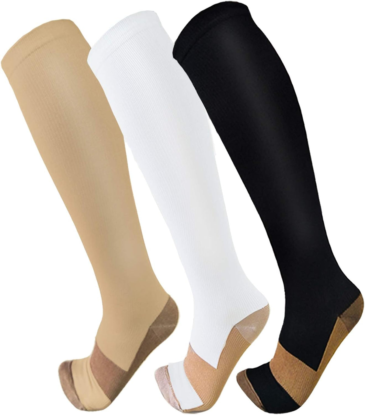 FuelMeFoot 3 Pack Copper Compression Socks - Compression Socks Women & Men Circulation - Best for Medical,Running,Athletic