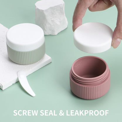 ME.FAN Travel Containers for Toiletries, TSA Approved 1.5 oz Silicone Cream Jars, Leak-proof Journey Containers, Trip Accessories with Lid for Cosmetic Face Hand 4 Pack White Lid - Morandi
