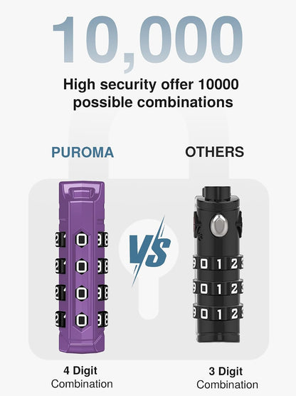 Puroma TSA Approved Luggage Locks, 2 Pack 4 Digit Resettable Travel Combination Code Lock with Zinc Alloy Body for Suitcase, Backpack, Laptop Bag, Gym Locker, Toolbox (Orange)