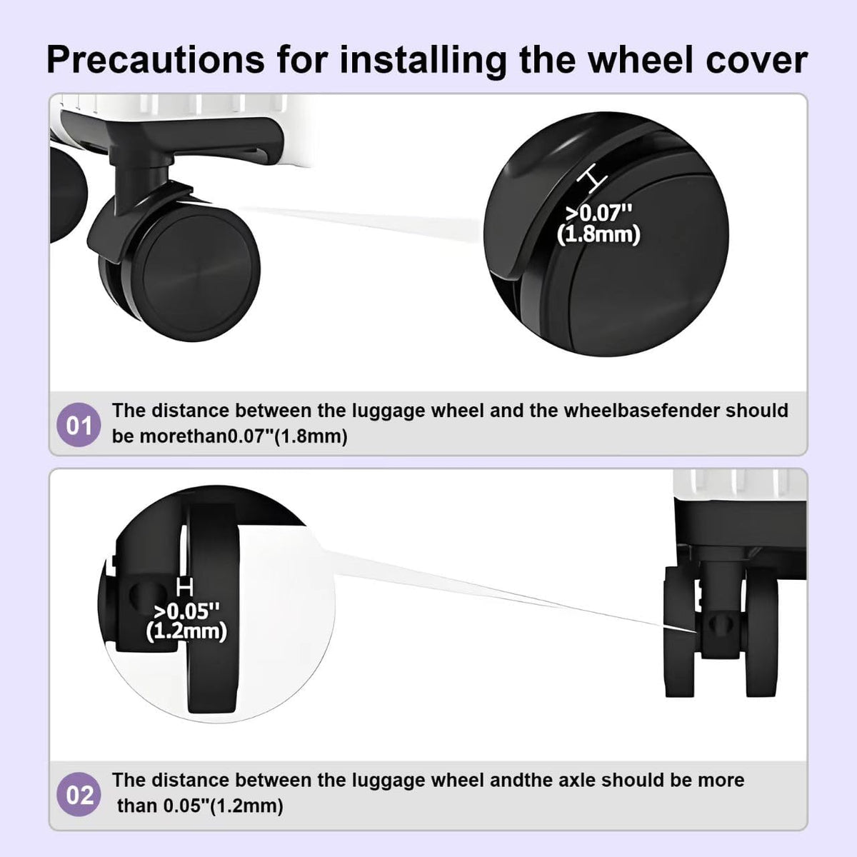 Luggage wheel covers suitcase wheels protectors for dual-wheeled luggage suitcase with a diameter of 2-2.4 inches /5-6cm (8, Red)