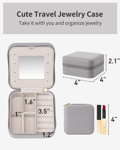 VLANDO Travel Jewelry Case - Bridesmaid Gifts for Women - Small Travel Jewelry Box, Mini Jewelry Organizer, Travel Essentials Gift for Teen Girl - Pink