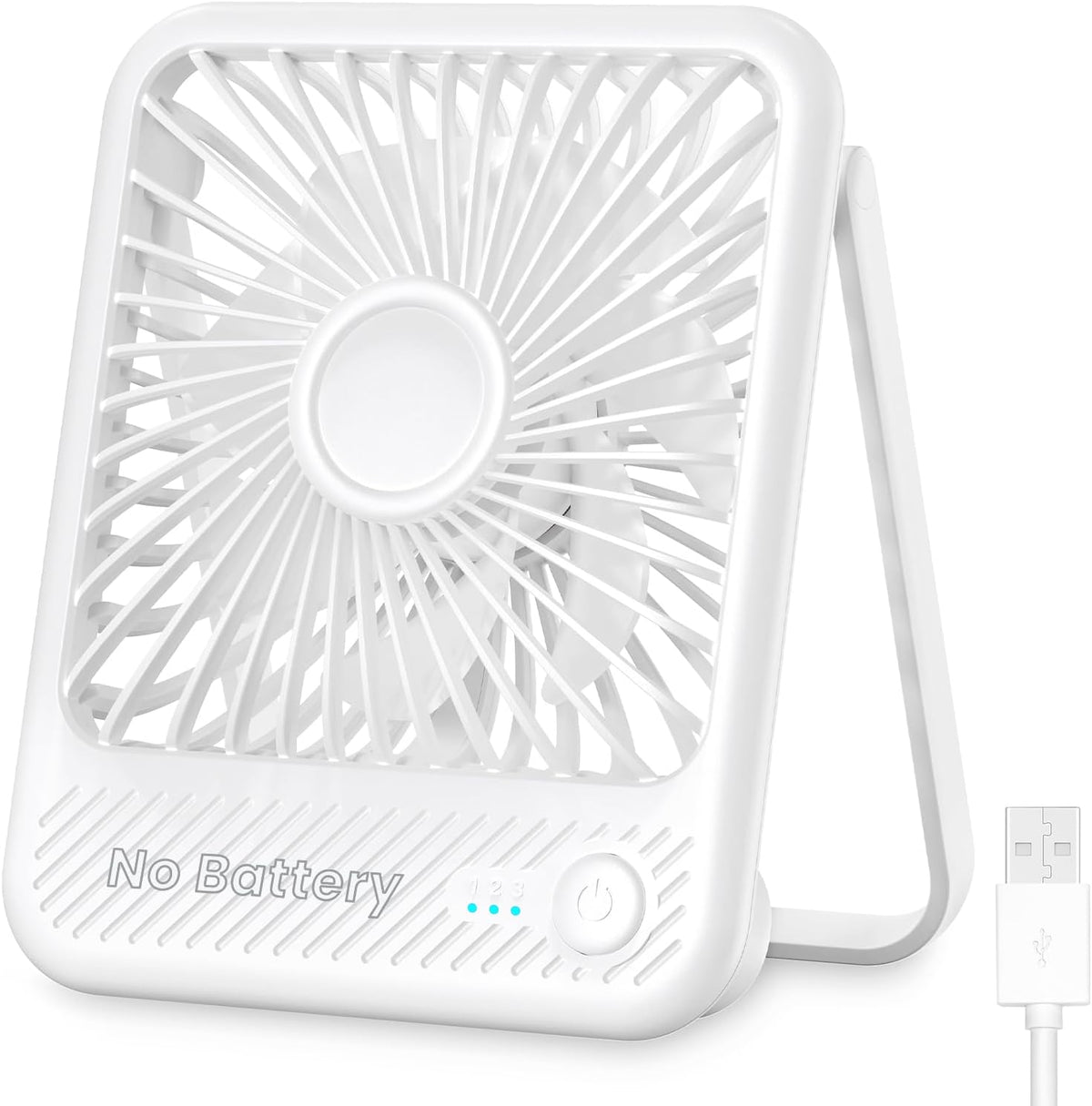 Koonie USB Desk Fan, Strong Wind Ultra Quiet Small Personal Fan with 180° Tilt Folding and 3 Speeds Adjustable, USB-C Corded Powered Mini USB Fan for Office Desktop Bedroom, NO BATTERY