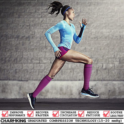 CHARMKING Compression Socks for Women & Men Circulation (8 Pairs) 15-20 mmHg Best Calf Socks Support for Athletic Cycling - Colors A
