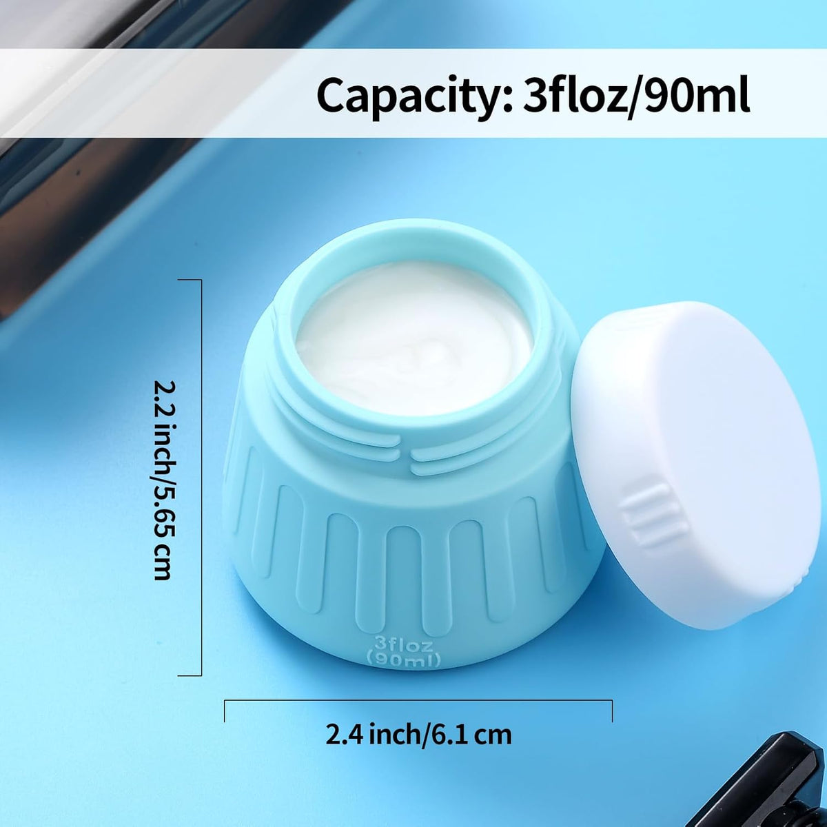 Gemice 4 OZ/120ML Travel Size Containers for Toiletries, Leak-Proof Silicone Slime Jars with Lids, BPA Free Small Round Cosmetic Slime Container for Lotion, Cream, Ointments, Travel Storage (4 Pack)