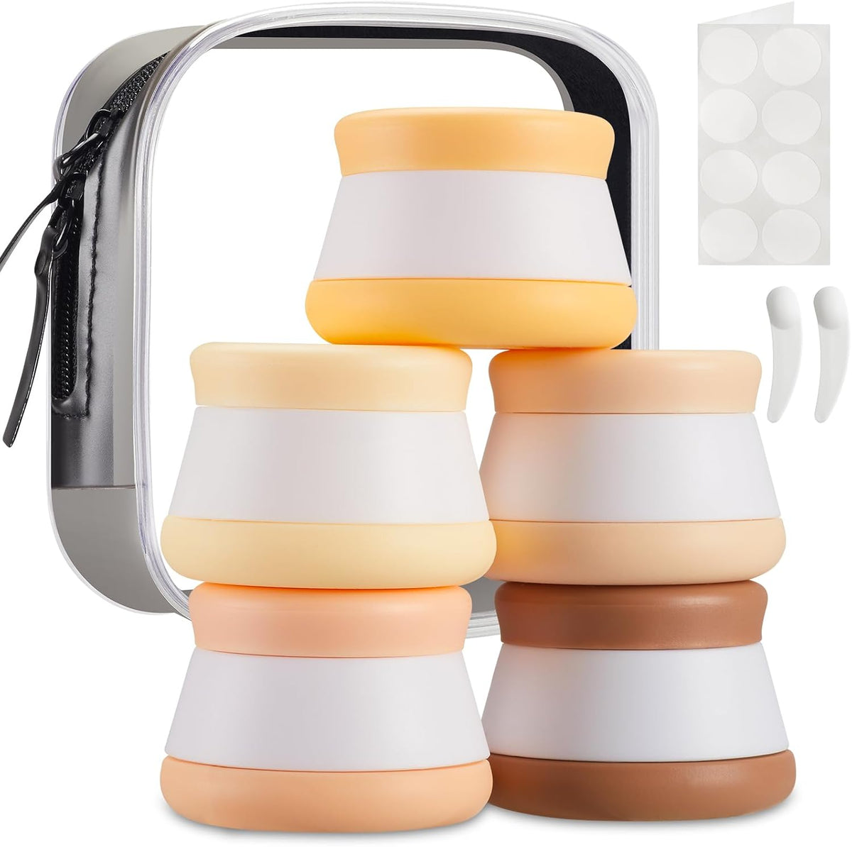 INSFIT Travel Containers for Toiletries, TSA Approved Silicone Cream Jars with Lids, BPA Free Travel Size Toiletries Leakproof Cruise Essentials for Cosmetic Cream Lotion