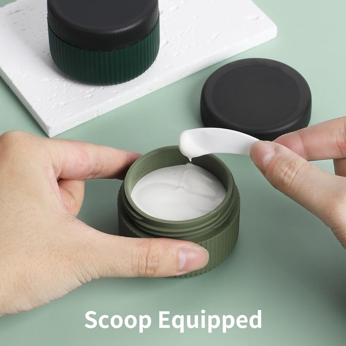 ME.FAN Travel Containers for Toiletries, TSA Approved 1.5 oz Silicone Cream Jars, Leak-proof Journey Containers, Trip Accessories with Lid for Cosmetic Face Hand 4 Pack White Lid - Morandi