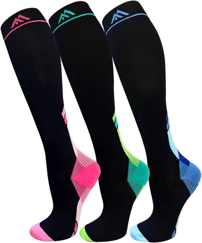 FuelMeFoot 3 Pack Copper Compression Socks - Compression Socks Women & Men Circulation - Best for Medical,Running,Athletic