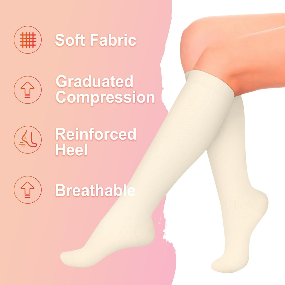 4 Pairs Compression Socks for Women Circulation-Best Support for Nurses,Running,Athletic,Travel