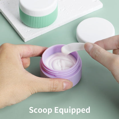 ME.FAN Travel Containers for Toiletries, TSA Approved 1.5 oz Silicone Cream Jars, Leak-proof Journey Containers, Trip Accessories with Lid for Cosmetic Face Hand 4 Pack White Lid - Morandi