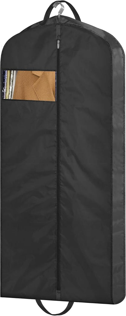 MISSLO 65" Long Garment Bags for Travel Dress Bags for Hanging Clothes 2 Packs Wedding Dress Cover Waterproof Clothes Protector for Closet Storage for Gowns, Tuxedos, Coats, Black