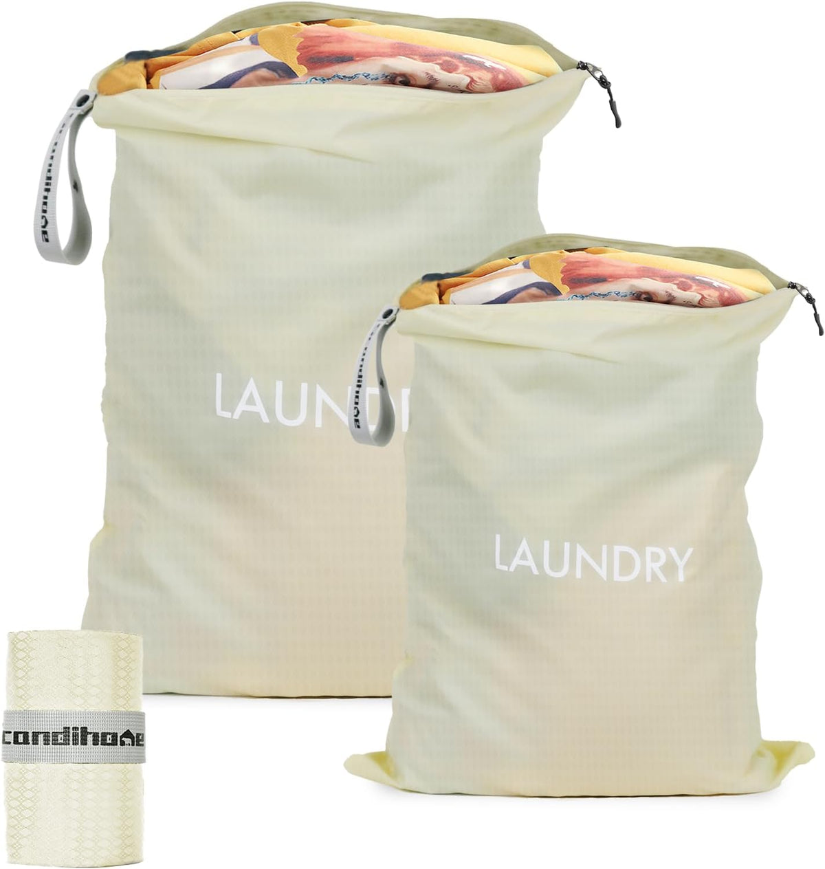 Travel Laundry Bag (Large + Medium) - Foldable Waterproof Washable Wet Dry Bag for Gym, Swimming, Yoga, and Workout Perfect for Dirty Clothes, Bathing Suits, Travel Accessories (Blue)