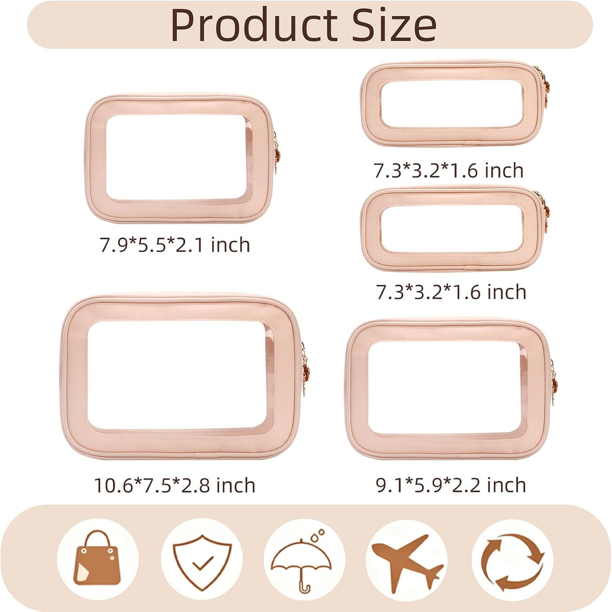 Diaper Bag Organizer Pouch Set, Clear Organizer Bags, TSA Approved Toiletry Bag, Clear Waterproof Cosmetic Bags with Zipper, Purse Organizer Pouches, Travel Organizer Bags for Woman and Kids