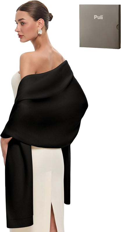 PULI Women's Pashmina Shawl Wraps for Evening Dress Large Scarf Blanket Long Wedding Bridal Winter Warm Shoulder Wrap - Colors A