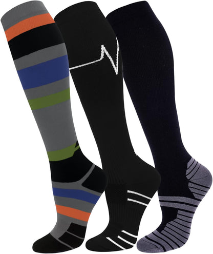 FuelMeFoot 3 Pack Copper Compression Socks - Compression Socks Women & Men Circulation - Best for Medical,Running,Athletic
