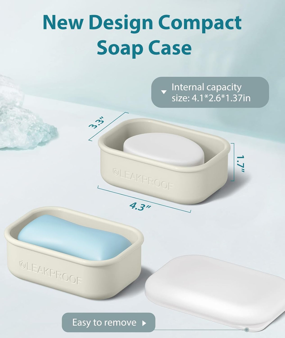 Quatish Compact Leakproof Travel Soap Case, Silicone Soap Box with Draining Layer, Enhanced Soap Container, Suitable for Camping, Gym, Bathroom, Outdoor Essentials, Green