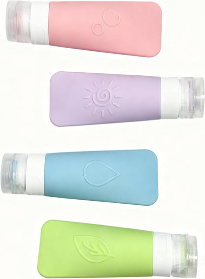 16-Piece Silicone Travel Bottles Set – TSA Approved Leakproof Toiletry Kit with Flat Easy-Squeeze Bottles, Pump & Spray, Waterproof Bag