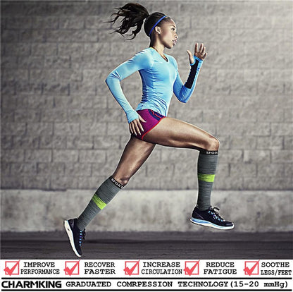 CHARMKING Compression Socks for Women & Men Circulation (8 Pairs) 15-20 mmHg Best Calf Socks Support for Athletic Cycling - Colors B