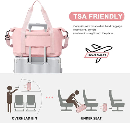 Travel Duffel Bag, Sports Tote Gym Bag, Shoulder Weekender Overnight Bag for Women - Colors B