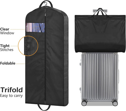 MISSLO 65" Long Garment Bags for Travel Dress Bags for Hanging Clothes 2 Packs Wedding Dress Cover Waterproof Clothes Protector for Closet Storage for Gowns, Tuxedos, Coats, Black