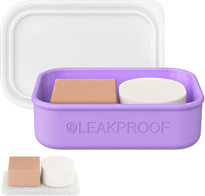 Quatish Compact Leakproof Travel Soap Case, Silicone Soap Box with Draining Layer, Enhanced Soap Container, Suitable for Camping, Gym, Bathroom, Outdoor Essentials, Green