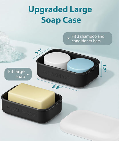 Quatish Compact Leakproof Travel Soap Case, Silicone Soap Box with Draining Layer, Enhanced Soap Container, Suitable for Camping, Gym, Bathroom, Outdoor Essentials, Green
