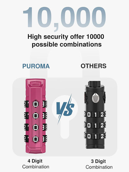 Puroma TSA Approved Luggage Locks, 2 Pack 4 Digit Resettable Travel Combination Code Lock with Zinc Alloy Body for Suitcase, Backpack, Laptop Bag, Gym Locker, Toolbox (Orange)