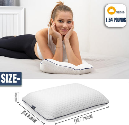 Travel & Camping Comfortable Memory Foam Pillow – Easy to Carry Portable Bag – Temperature Regulating Pillow Case