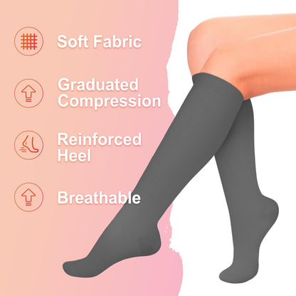4 Pairs Compression Socks for Women Circulation-Best Support for Nurses,Running,Athletic,Travel